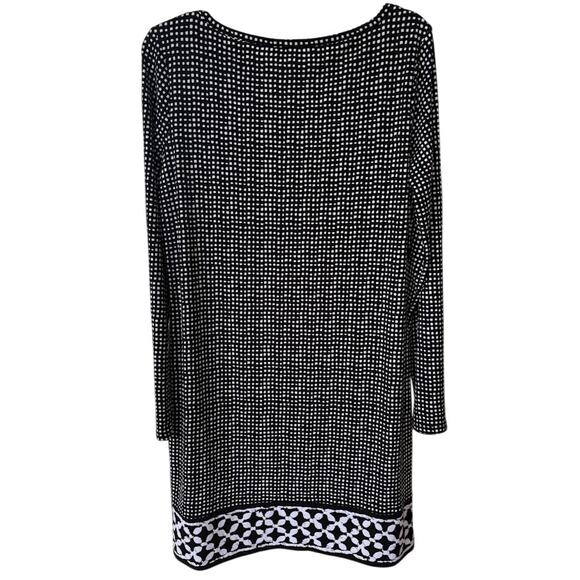 Michael Kors Black White Long Sleeve‎ Shift Dress Size Large - Picture 5 of 5